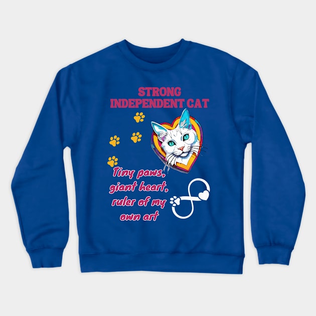 Strong Independent Cat T-shirt Design: Be Inspired By The Power And Beauty Of Cats Crewneck Sweatshirt by Inspire Me 